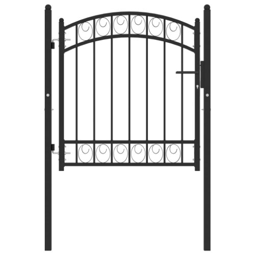 vidaXL Poartă de gard cu arcadă, negru, 100x100 cm, oțel