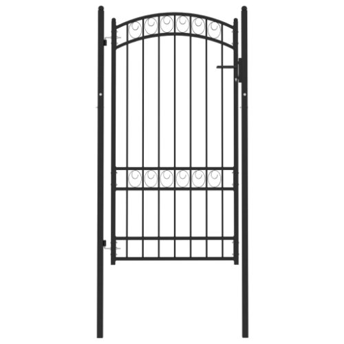 vidaXL Poartă de gard cu arcadă, negru, 100x175 cm, oțel 