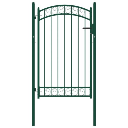 vidaXL Poartă de gard cu arcadă, verde, 100x150 cm, oțel