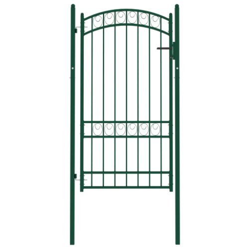 vidaXL Poartă de gard cu arcadă, verde, 100x175 cm, oțel 