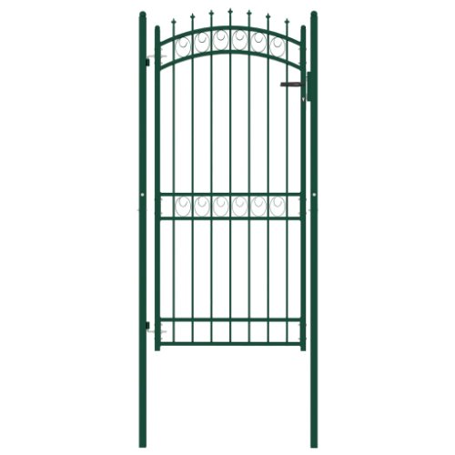 vidaXL Poartă de gard cu țepușe, verde, 100x200 cm, oțel