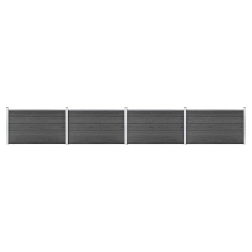 vidaXL Set de panouri de gard, negru, 699 x 105 cm, WPC 