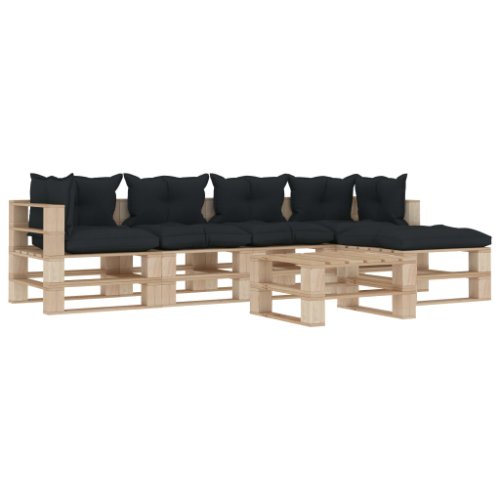 vidaXL Set mobilier grădină paleți, perne antracit, 6 piese, lemn