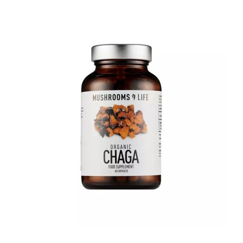 Organic chaga mushroom 800 mg full spectrum, 60 capsule, mushrooms4life