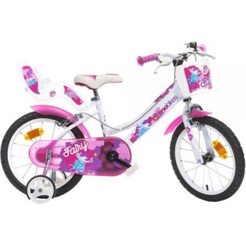 Bicicleta copii Dino Bikes 16\' Fairy alb si roz