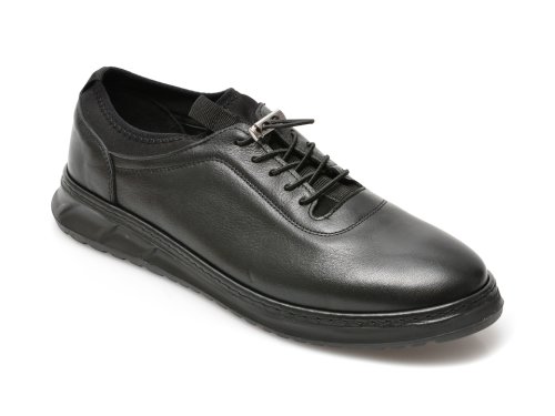 Pantofi OTTER negri, M6363, din piele naturala