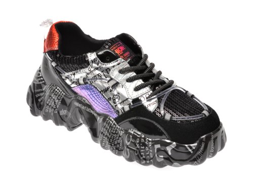 Pantofi sport FLAVIA PASSINI negri, L1138, din material textil si piele naturala