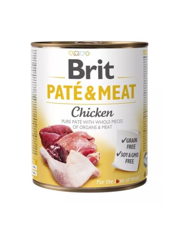 BRIT Pate&Meat chicken Hrana umeda pentru caini, cu pui, set 6 x 800 g