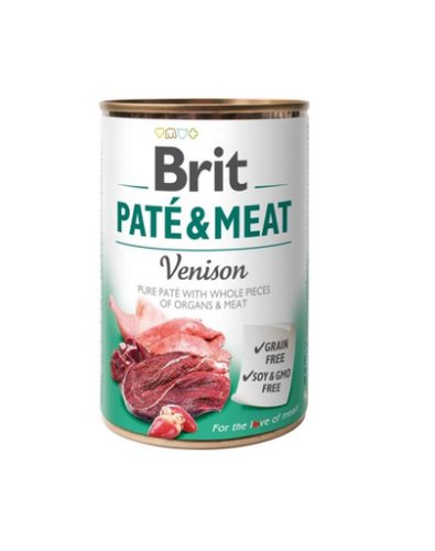 BRIT Pate&Meat venison Hrana umeda pentru caini adulti, cu vanat, set 6 x 400 g