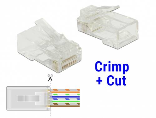 Set 20 buc mufe RJ45 cat 6 pentru fir solid UTP Crimp+Cut, Delock 86453