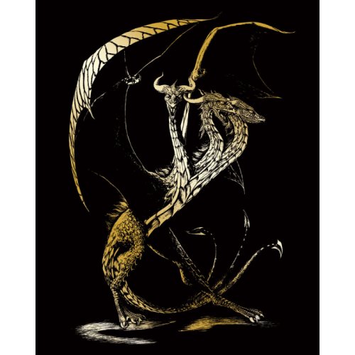 Set gravura pe folie Aurie Royal Brush Dragonul cu 3 capete 20x25 cm