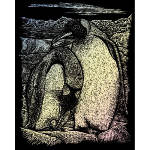 Set gravura pe folie holografica Royal Brush Pinguini 20x25 cm