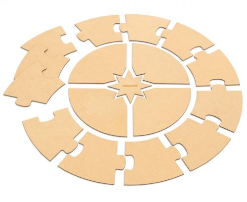 Puzzle circular necompletat cu 17 piese din lemn - Soarele anotimpurile și lunile anului