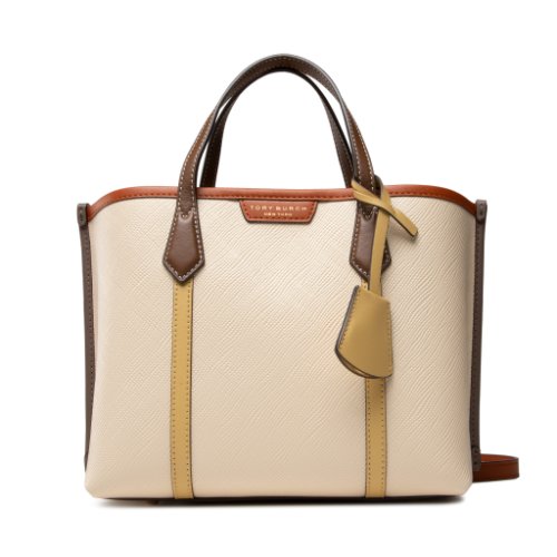 Geantă TORY BURCH - Perry Color-Block Small Triple-Compartment Tote 86541 Brie/Beeswax/Hot Chocolate 134