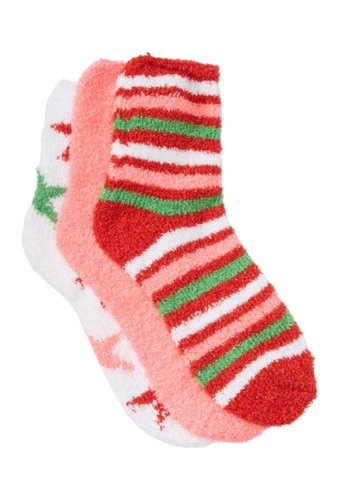 Imbracaminte Femei Betsey Johnson Stars Fuzzy Socks - Pack of 3 WHITE MULTI