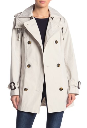 Imbracaminte Femei London Fog Water Repellent Hooded Double Breasted Trench Coat PEBBLE