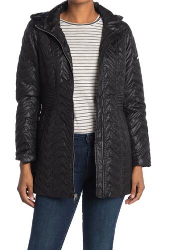 Imbracaminte Femei Via Spiga Zigzag Detachable Hooded Puffer Jacket Petite BLACK