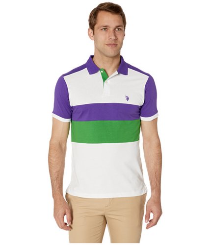 Incaltaminte Barbati US Polo Assn Slim Fit Chest Stripe Color Block Polo Shirt Purple Prince