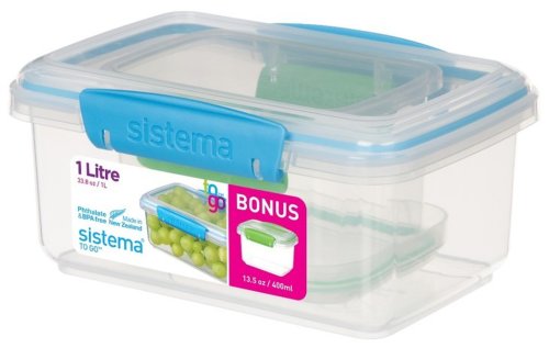 Sistema Plastics - Set 2 cutii depozitare alimente sistema to go 1l si 0.4l