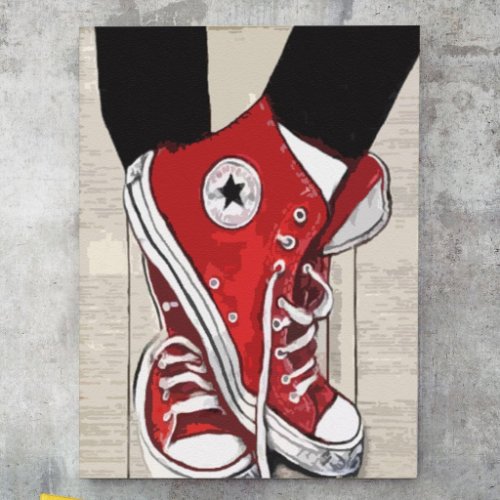 Red Converse Sneakers - Pictură pe numere