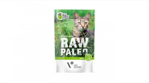Vet Expert - Hrana umeda pentru pisici sterilizate, raw paleo cat, carne de vanat, 100 g