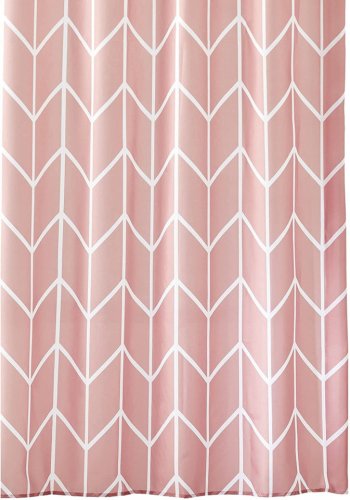 Perdea de dus mDesign, poliester, alb/roz, 183 x 183 cm