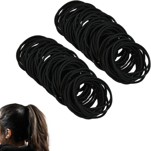 Set de 100 elastice pentru par Foccts, negru, 2,5 mm