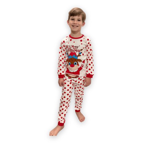 Pijama bumbac copii, motive de Craciun COD 3048