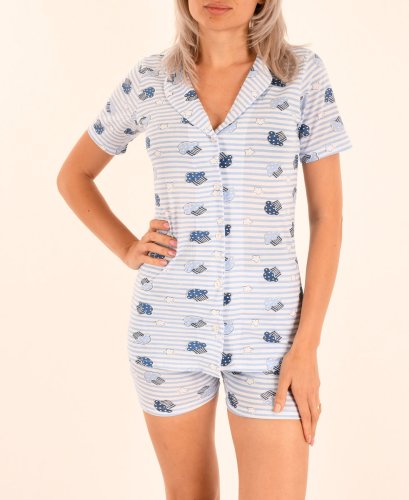 Pijama pentru dama bleu Cupcake - cod 46285