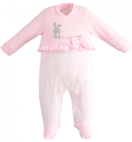 Salopeta fetita bebelus , Ido , bumbac , roz cu alb
