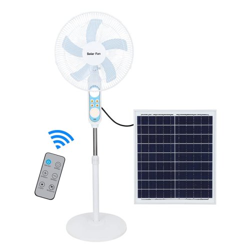 Ventilator solar cu suport pentru podea,lampa LED si lumina anti ţânţar si USB pt. incarcare telefon