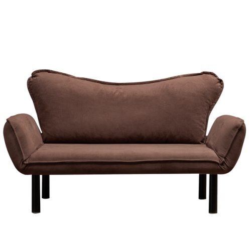 Canapea cu brate, rabatabile, 2 locuri, maro 150x65cm