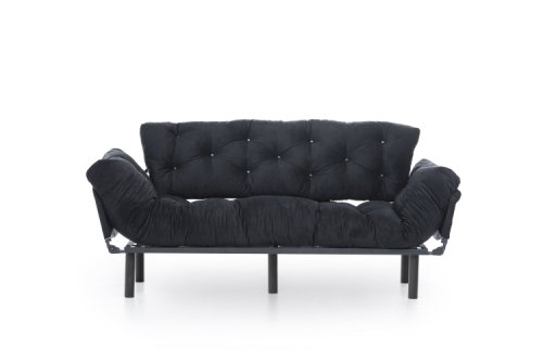 Canapea cu brate, rabatabile, 3 locuri, neagra 185x70