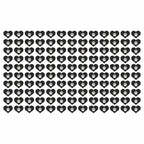 Sticker - tapet pentru camera copilului, inimioare cu talpa de caine, negru, 117 x 70