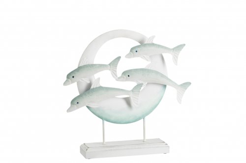 Delfin, metal, alb, 43.2x8.9x41 cm
