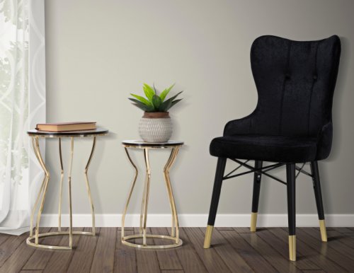 Mauro Ferretti - Set 2 scaune kelebek, fier lemn poliester, negru auriu, 95x52x60 cm