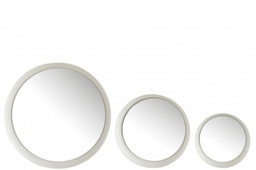 Set 3 oglinzi, Metal, Alb, 41x41x6 cm