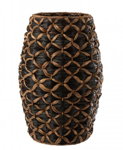 Vaza decorativa Roni, Lemn Rattan Bambus, Negru, 41.5x41.5x60.5 cm