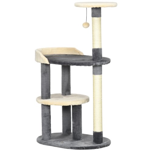 Ansamblu de joaca pentru pisici pentru interior 60 cm, turn pentru pisici cu cilindri de zgariat, Gri PawHut | Aosom RO