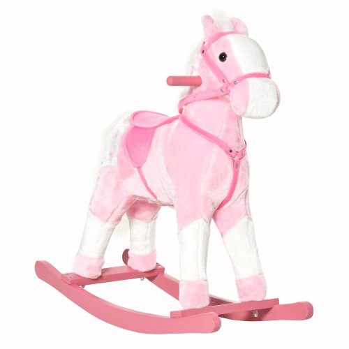 HomCom calut tip balansoar, leagan pentru copii, jucarie moale 74x28x65 cm, roz | AOSOM RO