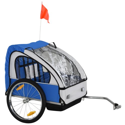 HomCom remorca biciclete pentru copii, 2 locuri, 126x78x79cm | AOSOM RO