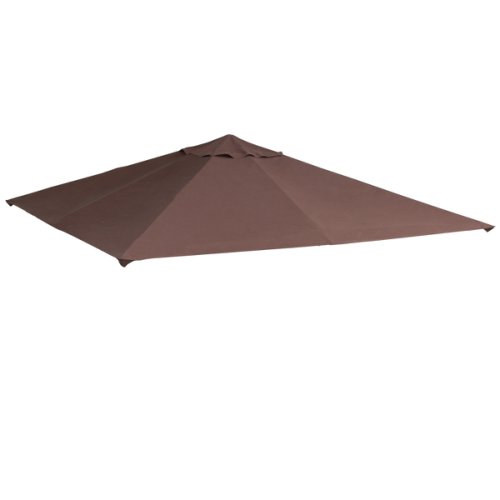 Outsunny acoperis de schimb 3x3m, copertina de rezerva pentru foișor din poliester cu orificu de ventilatie culoare cafea respirabil 3x3m