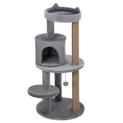 Pawhut ansamblu pentru 1-2 pisici, 3 nivele, 48x48x104cm gri | aosom ro