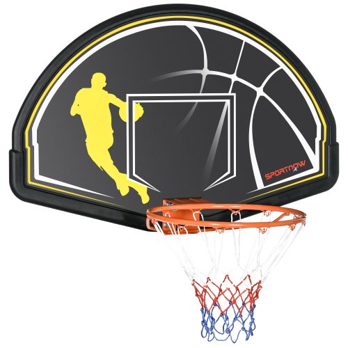 sportnow Cos de Basket pentru copii si adulti de interior si exterior din otel si PE, 110x90x70 cm, Negru si Galben | AOSOM RO