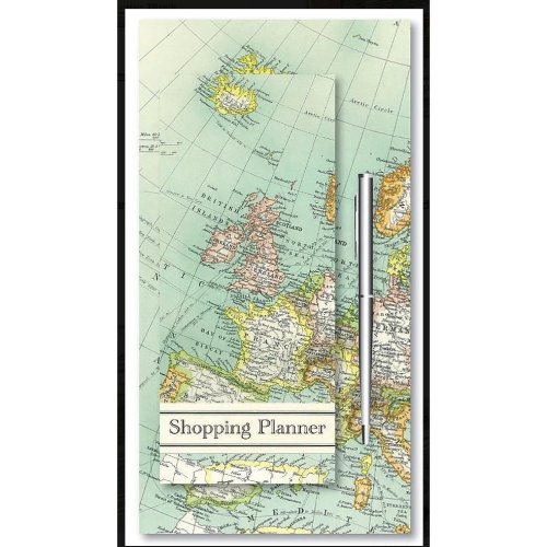 Memo block vintage map - magnetic shopping planner