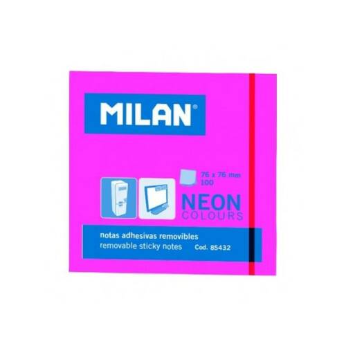 Milan - Bloc notes neon tip cub cu adeziv galben