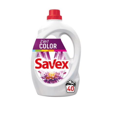 Detergent lichid pentru haine 2 in 1 Color, 40 spalari, 2.2 L, Savex