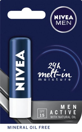 Nivea Men Balsam de buze pentru barbati SPF 15, 24 Melt-in moisture