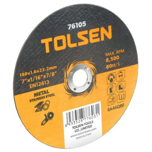 Tolsen - Disc abraziv cu centru coborat (metal) 180x6x22 mm