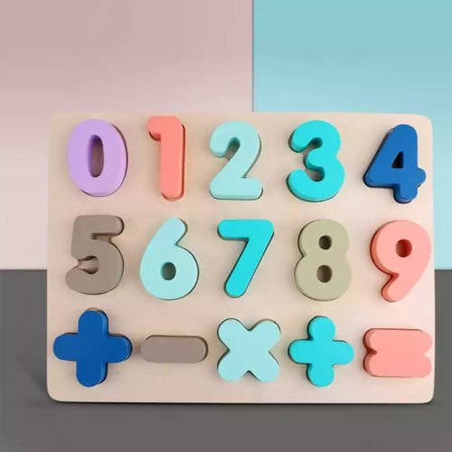 Puzzle lemn cu cifre - Culori Pastel